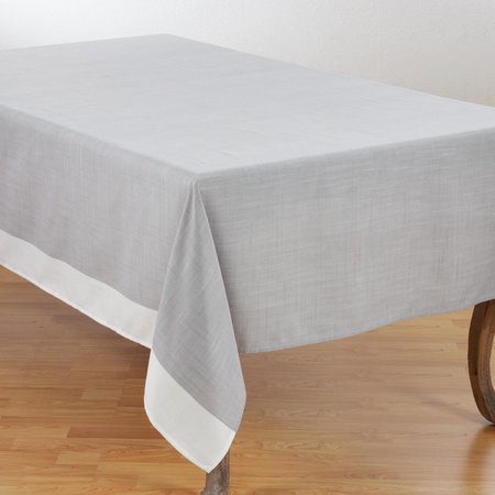 SARO LIFESTYLE SARO  67 x 104 in. Rectangular Poly Tablecloth with Banded Border - Grey 712.GY67104B